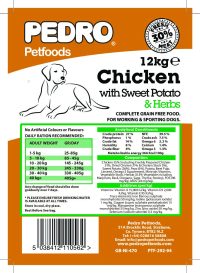 Pedro Chicken with 30% Fresh Meat & Herbs 12kg – Premium Grain Free
