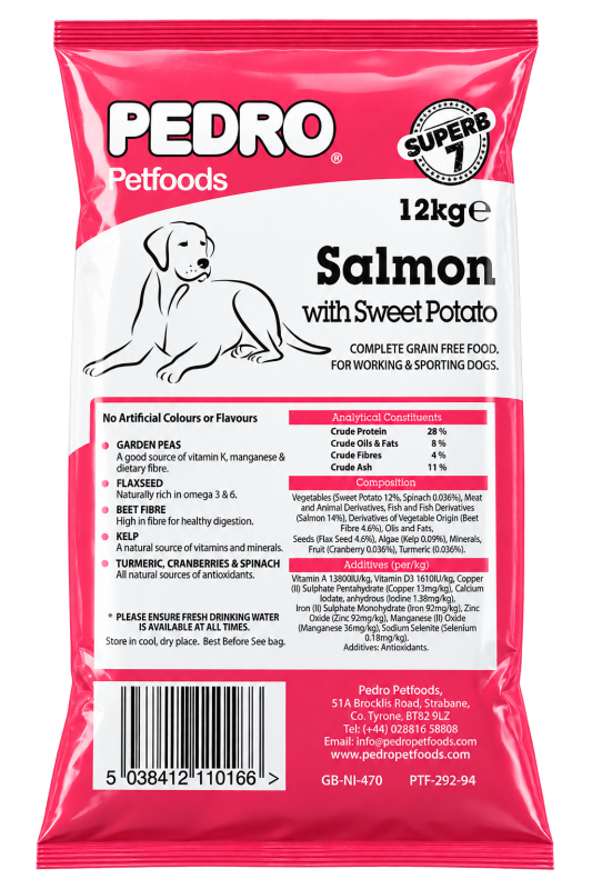 Pedro Superb 7 Salmon with Sweet Potato Working Dog Food – 12kg