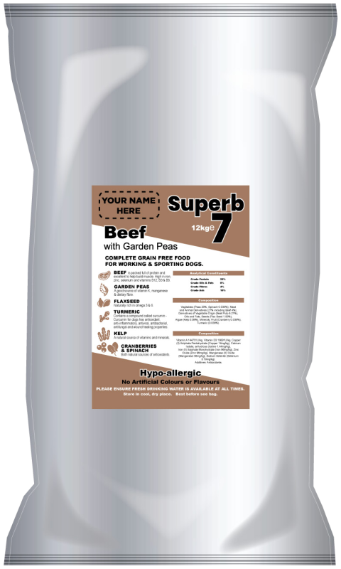 Pedro Superb 7 Beef with Garden Peas Working Dog Food – 12kg